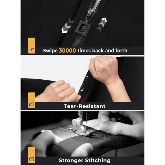 SaphiRose Women's Black Waterproof Rain Long Lined Outdoor Raincoat with Hood - Picture 5 of 7